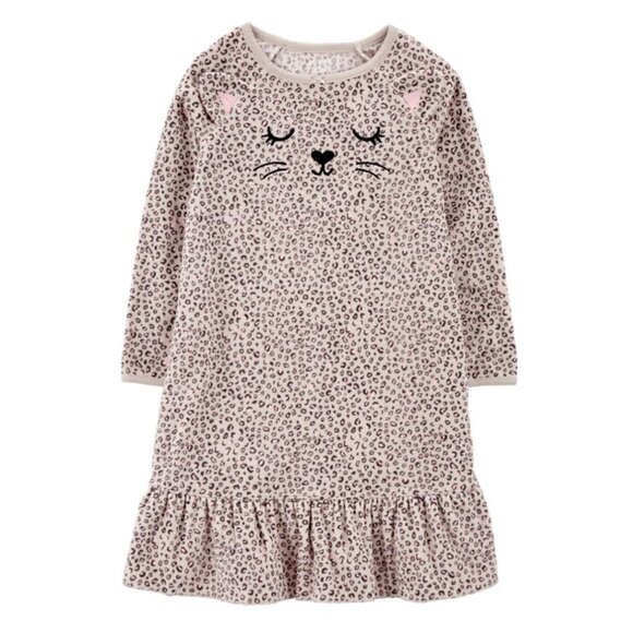 Carter's Other - CARTER'S NWT Girls Size 8-10 Leopard Fleece Nightgown Animal Print Long Sleeve